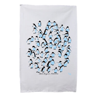 Adelie penguins, Antarctica, coming… - Tea Towel Thumbnail